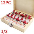 thumbnail image 1 of Router Bit Set Woodworking Milling Cutter Kit Carbon Steel for Trimming Engraving Machine 12Pcs 1/2 Shank, 1 of 3
