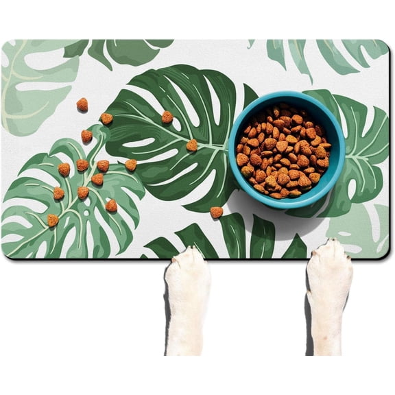Dog Food Mats for Floors Super Absorbent, Pet Cat Food Mat - Non Slip Dog Bowl Mats for Food and Water, Eco-Friendly Boho Dog Placemats Feeding Mat