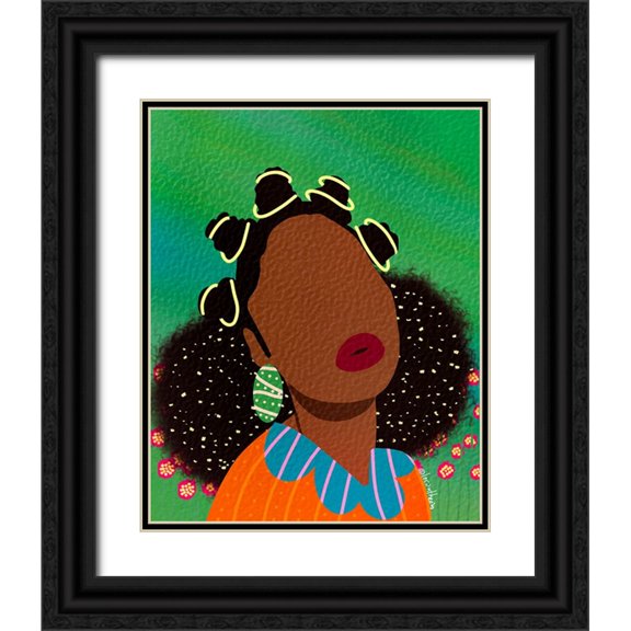 Lorintheory 12x14 Black Ornate Wood Framed with Double Matting Museum Art Print Titled - Bantu Knots