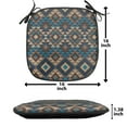 thumbnail image 5 of Ethnic Chair Seating Cushion Set of 4, Knitted Jacquard Illustration Texture Image Geometric Style, Seat Pads for Office with Anti-slip Backing, 16"x16", Brown and Dark Blue, by Ambesonne, 5 of 7