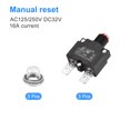 thumbnail image 3 of Unique Bargains Circuit Overload Protector 16A AC125/250V DC32V Push Button Thermal Circuit Breaker with Waterproof Caps 3pcs, 3 of 5