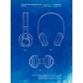 thumbnail image 2 of Borders, Cole 12x14 Black Ornate Wood Framed with Double Matting Museum Art Print Titled - PP596-Faded Blueprint Bluetooth Headphones Patent Poster, 2 of 4