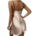 thumbnail image 3 of Orqqct Women Sexy Satin Silk Bowknot Side Slit Sleepwear Slip Lingerie Dress, 3 of 4