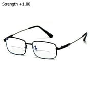 LINRONG Unisex Anti Blue Light Metal Multifocal Far Sight Spectacles Reading Glasses Hyperopia Diopter Eyewear Presbyopia Eyeglasses STRENGTH +1.00