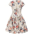 thumbnail image 2 of Big Girls' Cap Sleeve Floral Print Easter Holiday Party Flower Girl Dress Off White 14 G35G84, 2 of 3