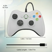 وحدة تحكم للكمبيوتر الشخصي، وحدة تحكم سلكية لجهاز Xbox 360/PC، كابل USB مقاس 71 بوصة/1.8 متر، اهتزاز مزدوج - أبيض