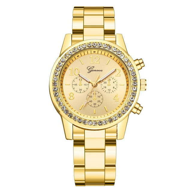 PVCS Montre Mode pour Femmes Horloge Acier Inoxydable Décontractée Robe Poignet Cristal