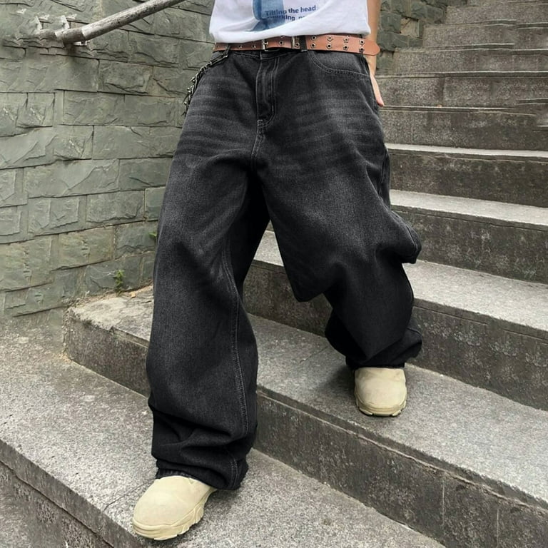 DVKOVI Men's Baggy Hop Jeans Wide Leg Skater Denim Pants DVKOVI Men's Baggy Hop Jeans Wide Leg Skater Denim Pants