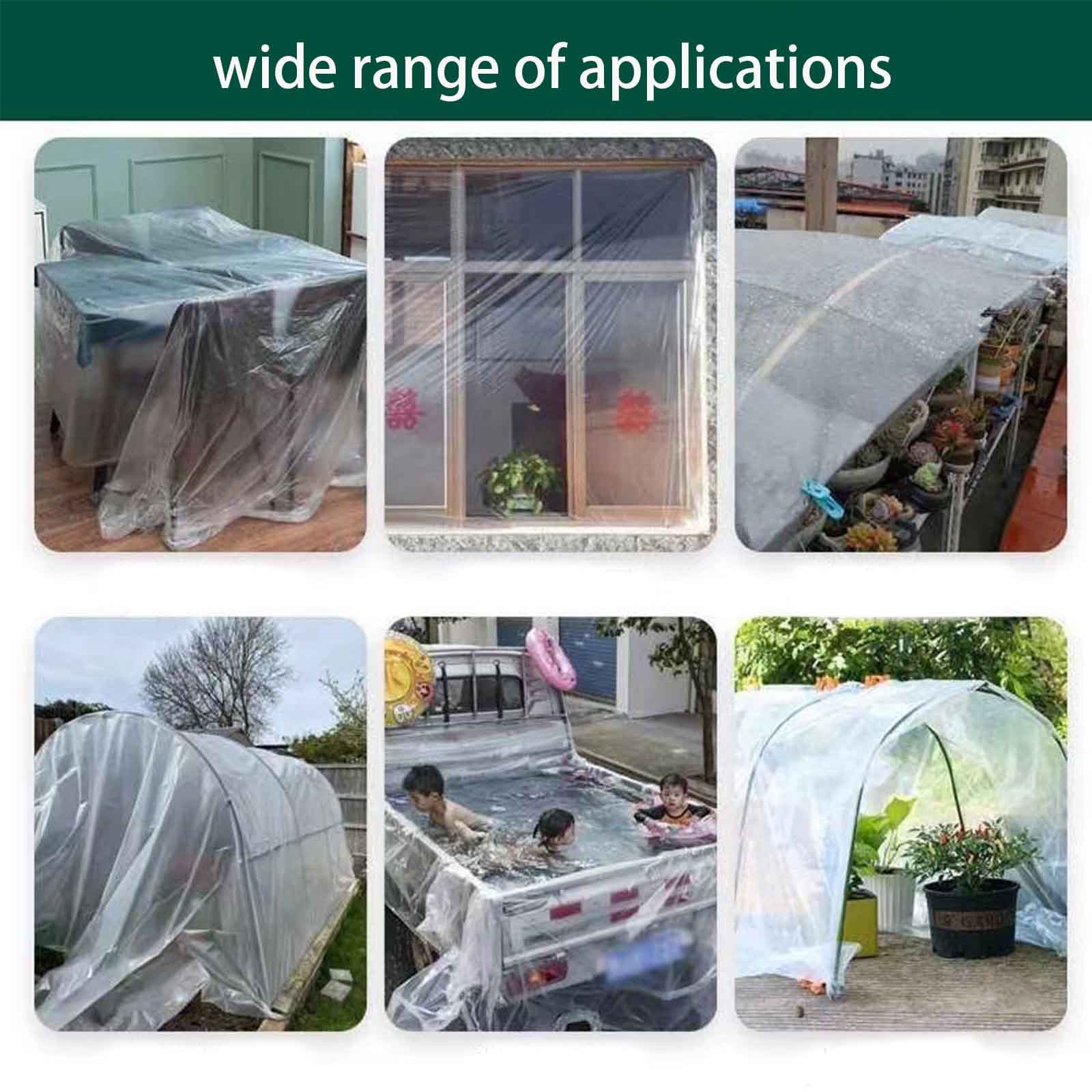 Clear Tarps Heavy Duty Waterproof 6.5x13 Ft Clear Tarp Transparent Clear Vinyl Patio Enclosure Clear Tarps with Grommets Tarp Cover for Plants Greenhouse Balcony Garden and Pet Hutch Roof