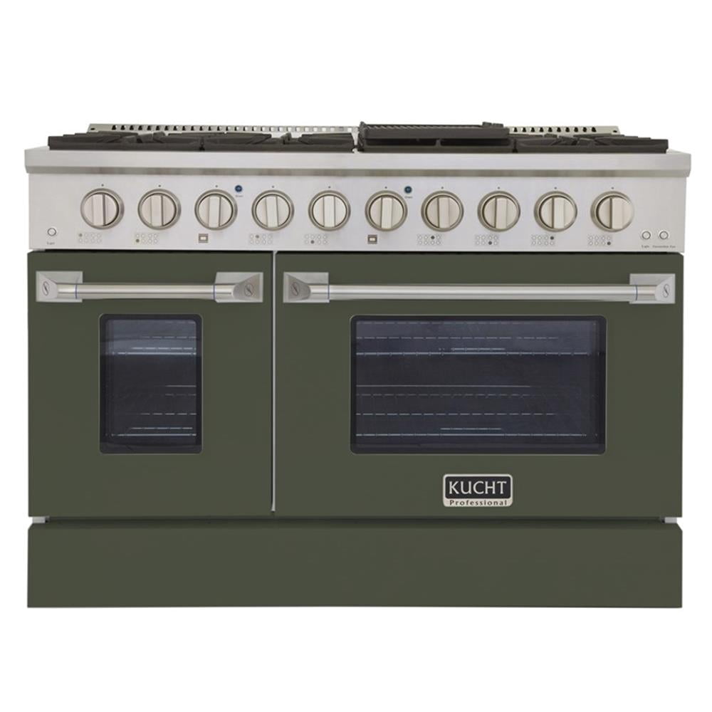 Pemberly Row 48" 6.7 cu. ft. Natural Gas Range w/ Convection Oven in Olive Green