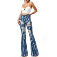 thumbnail image 4 of Purple Candy Womens Juniors Distressed Bleach Denim Flares (S, Medium Blue), 4 of 4