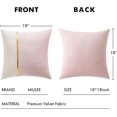 thumbnail image 3 of A pack of 2 decorative velvet pillowcases, paired with gold leather square solid soft pillowcases, sofa cushion covers 18 X 18 inches pink, 3 of 4