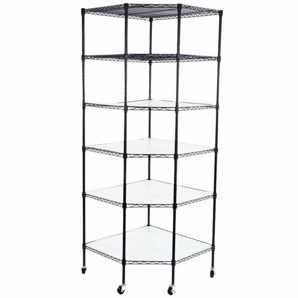 US 6" Heavy Duty 6 Tier Corner Shelving Rack Unit Garage Storage Stand Shelf Cart