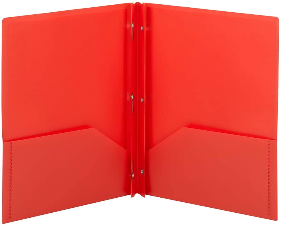 and Storage Includes Business Card Slot Office 3 Pack for Letter Size Papers Poly 2 Pocket Plastic Folders 3 Holes Punched with Elastic Band Closure for School NEW GENERATION Red Folders 
