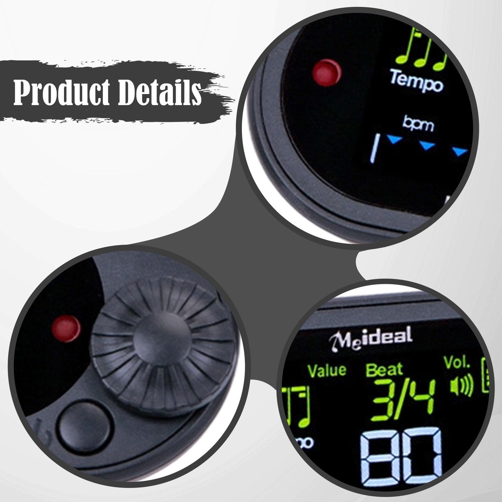 Metronome Tone Generator Tuner Adjustable Volume LCD Display for Piano Guitar Violin Musicians