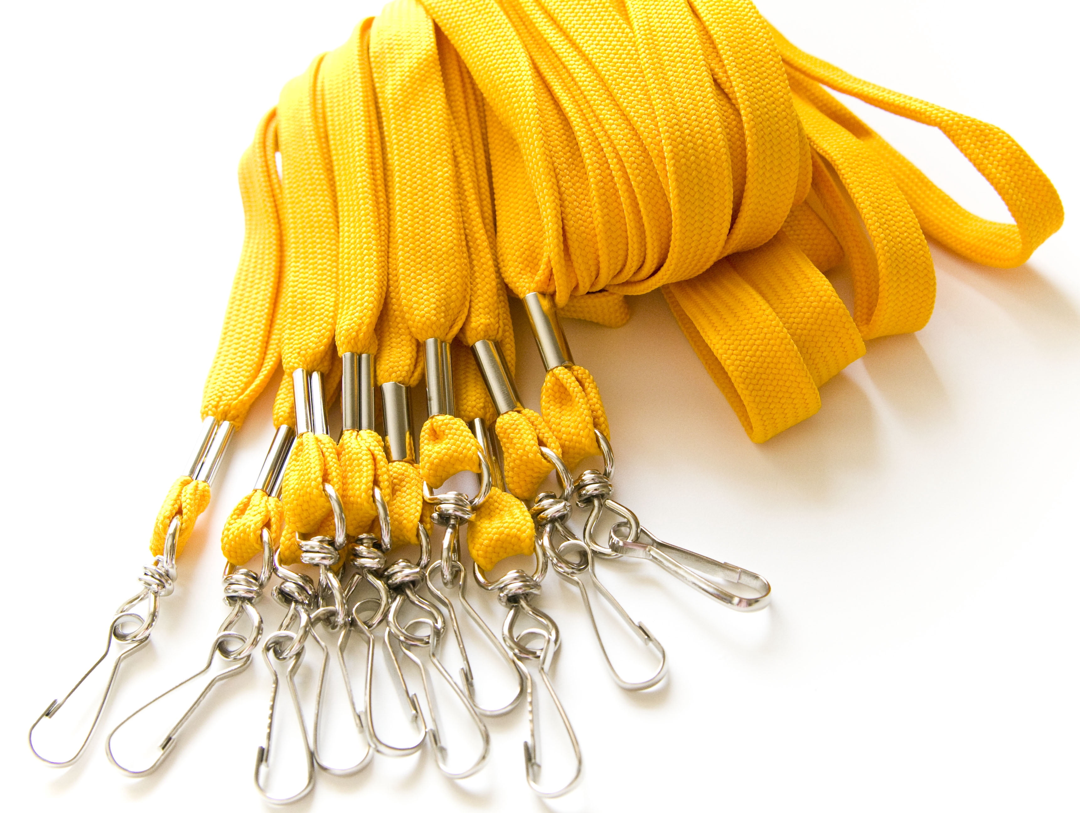 100pcs Flat ID Neck Lanyards for Badges with Swivel J-Hook, Athletic Gold by OnDepot