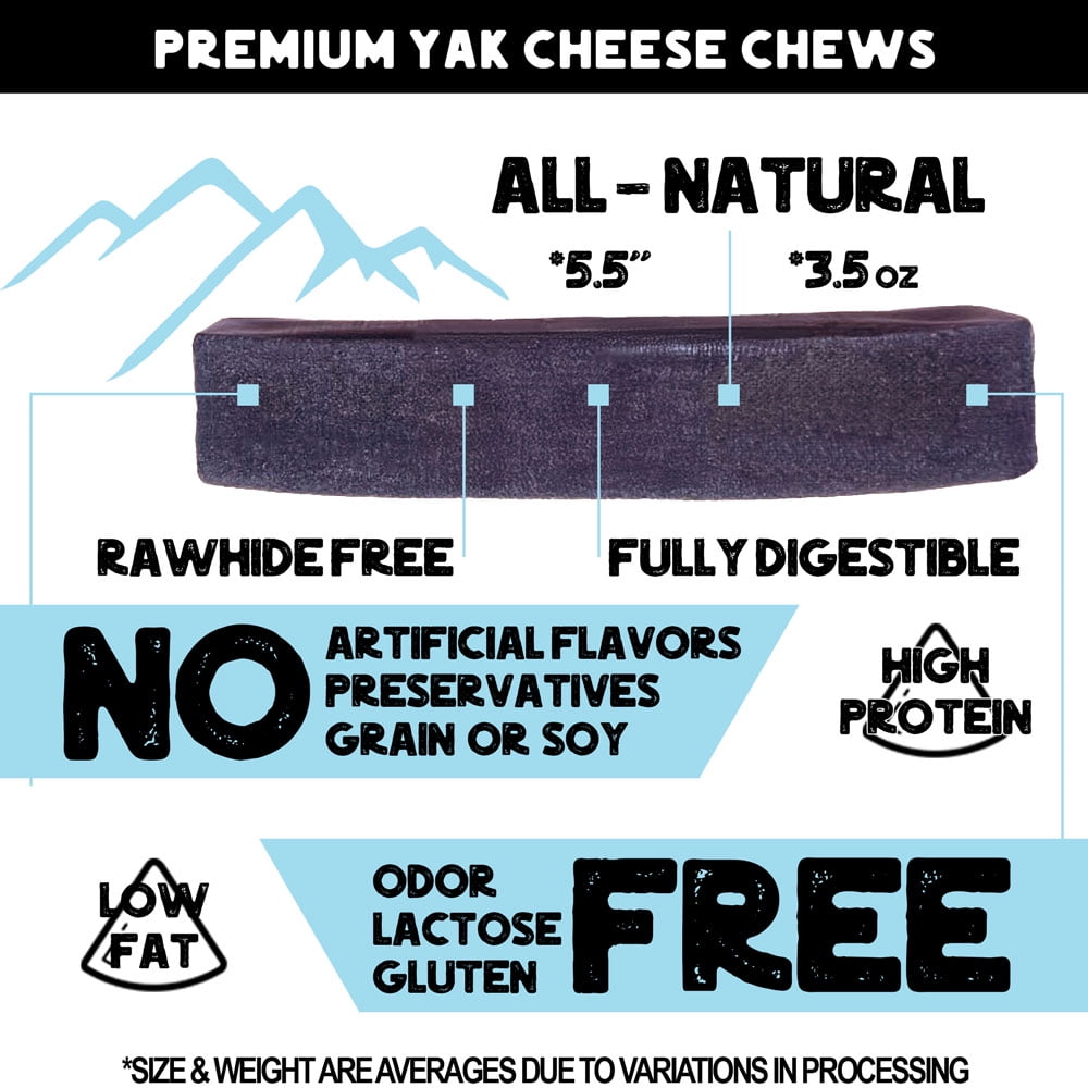 Texas Pet Company Global Collection Blueberry Flavor Yak Cheese Chew Treats for Dogs, Large Bag (4 Pack)
