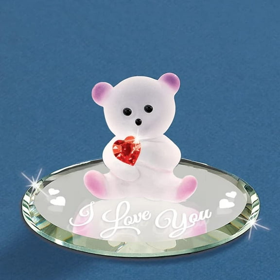 Glass Baron  Bear with Crystal Heart I Love You
