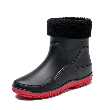 

Mid Calf Rain Boots For Men S Removable Warm Liner Anti-Slip Waterproof Outdoor Work Shoes Fishing Car Washing Rubber Shoes