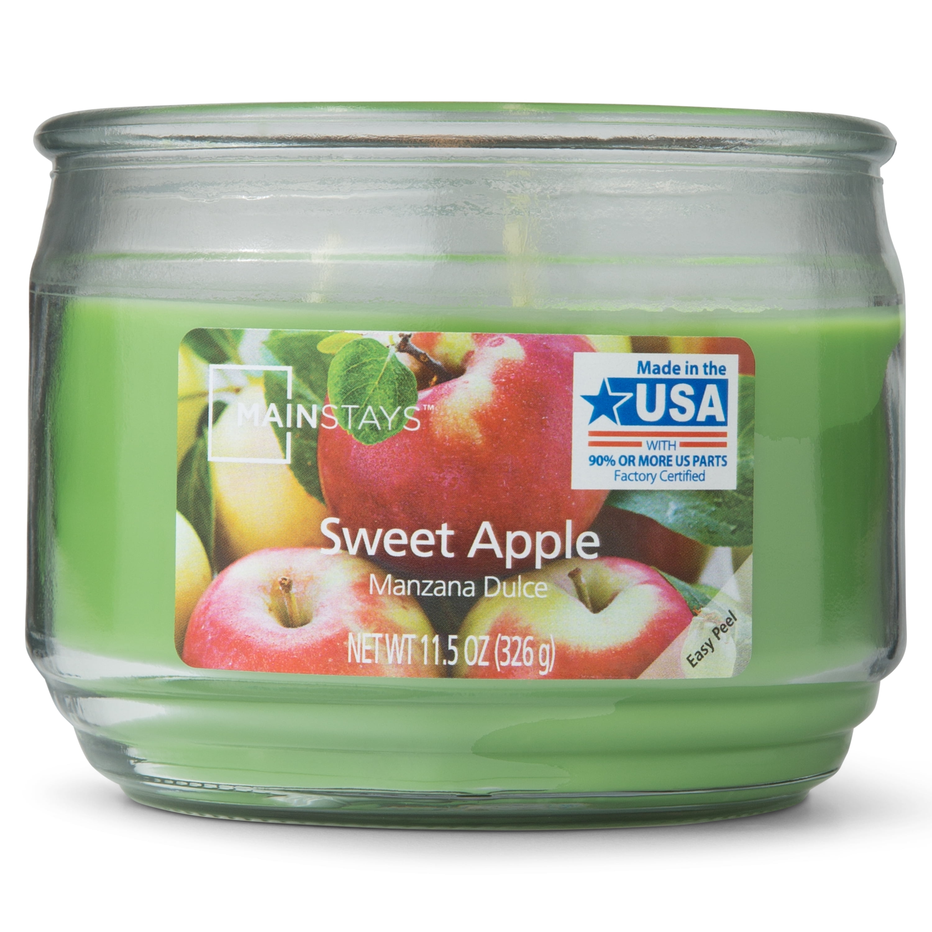 Mainstays Sweet Apple Scented 3Wick Glass Jar Candle, 11.5 oz