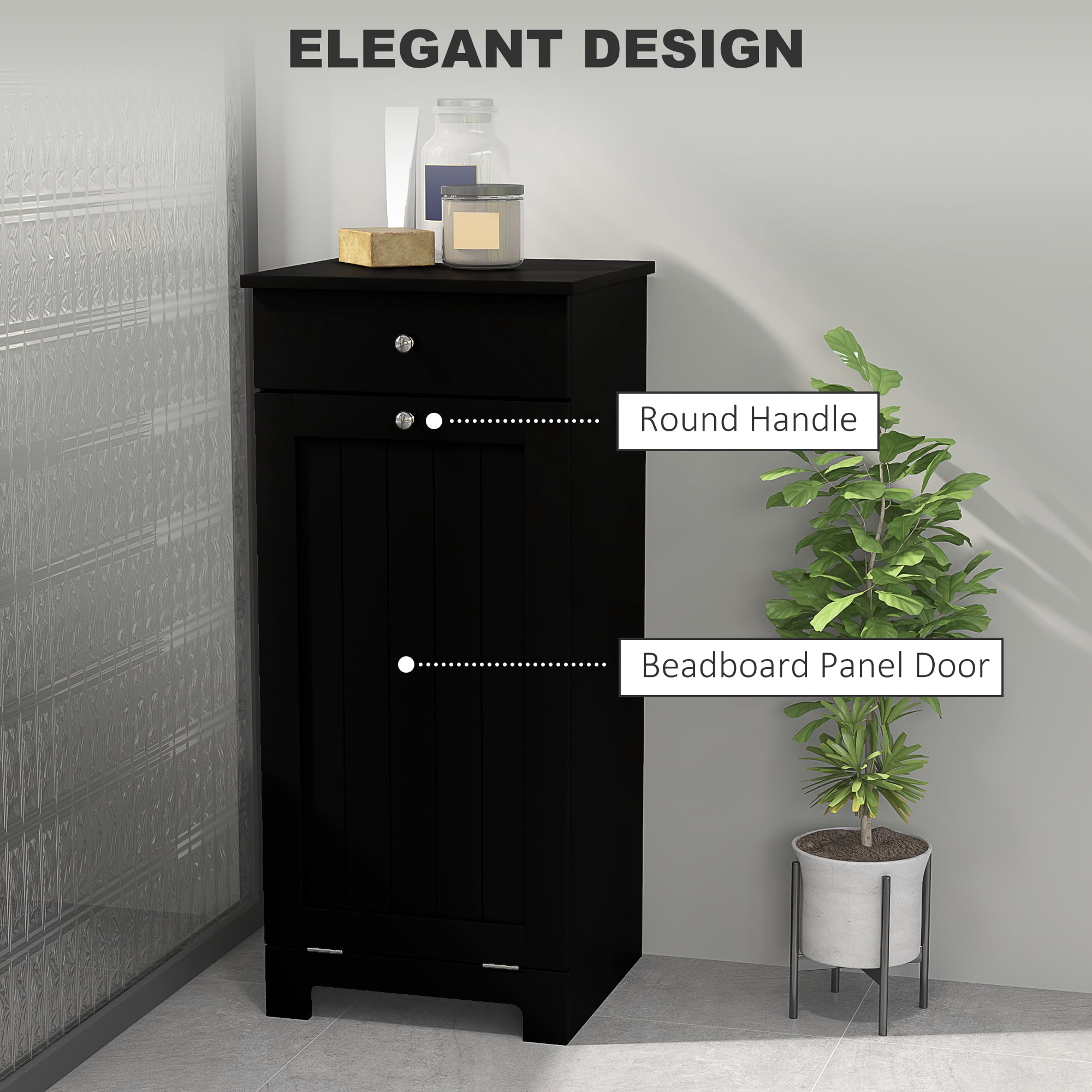 HOMCOM Tilt Out Laundry Hamper, Laundry Hamper Cabinet with Drawer, Black