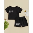 thumbnail image 2 of Gureui Baby Boys 2 Piece Summer Outfits, Short Sleeve Letter Print Tops + Elastic Waist Shorts Infant Toddler Set, 2 of 9