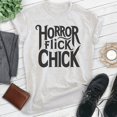 thumbnail image 2 of Horror Flick Chick T-shirt, Unisex Women's Shirt, Horror Movie Classic Film Lover Halloween Gift, Heather Ash, XX-Large, 2 of 6