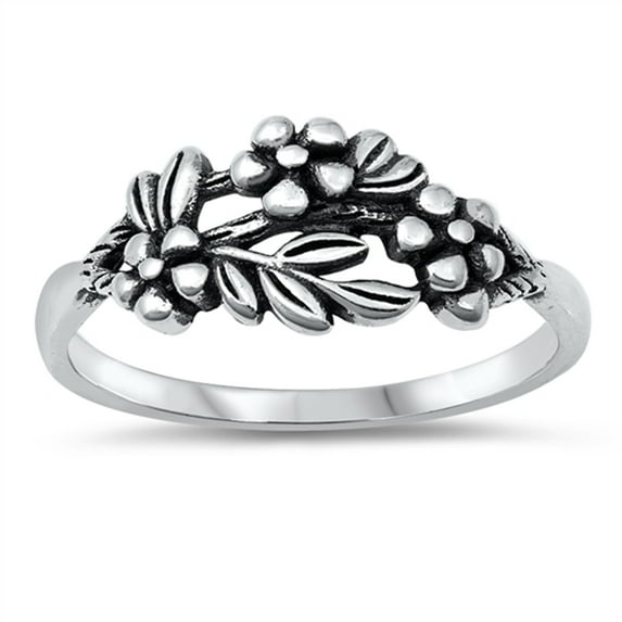 Detailed Flower Leaf Ring .925 Sterling Silver Band Jewelry Female Male Unisex Size 7