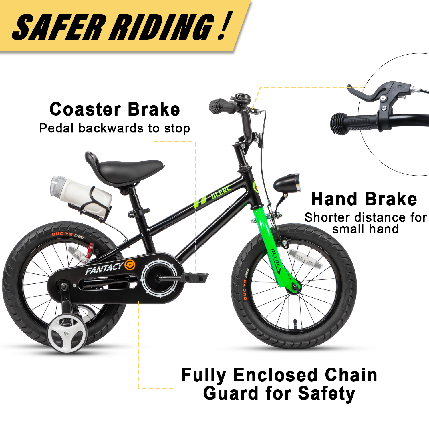 Glerc 12 Inch Toddler Bike with Training Wheels and Light photo 4