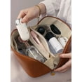 thumbnail image 3 of SEARIPE Cosmetic Bag Plain Multi Layer Makeup Bag Zipper Organizer Toiletry Bag Waterproof Travel Bags for Women and Girls Brown, 3 of 7