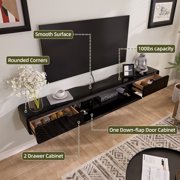 FloatiCasa 47-inch Fully Assembled Floating TV Stand Wall-Mounted High Gloss Entertainment Center for TVs up to 50