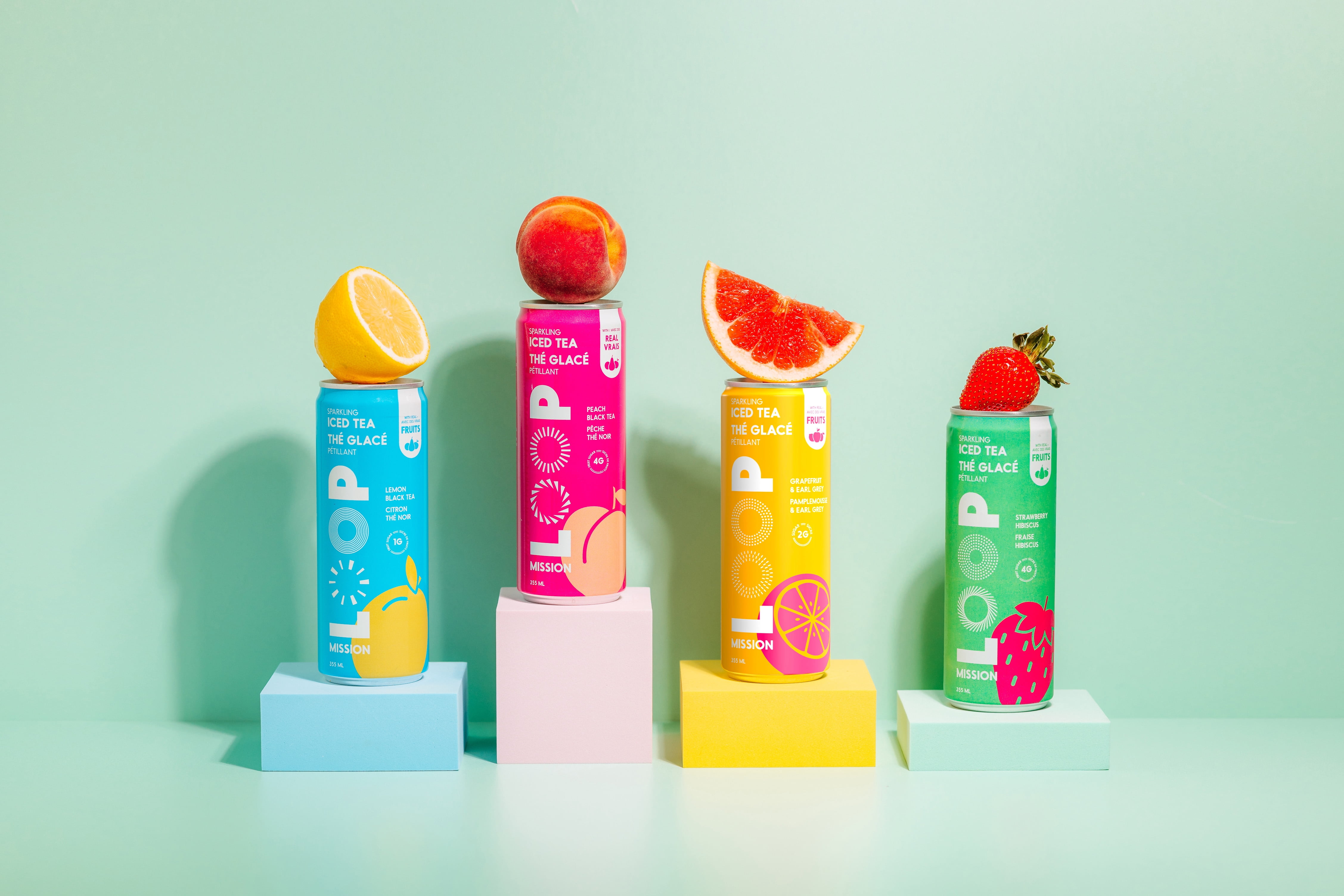 LOOP Mission Sparkling Iced Tea, 10 Calories & 1g Sugar, Stevia Sweetened, Lemon Black Tea, Upcycled Real Fruit Juice, 355 mL, 1 Count, Can