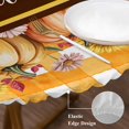 thumbnail image 3 of Orange Sunflower Pumpkins Round Tablecloth, Fitted Table Cover with Elastic for 55"-60" Round Tables, Yellow Plaid Pastoral Botanical Table Cloth Outdoor Indoor Dinning Party Waterproof Tablecloths, 3 of 7