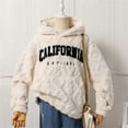 thumbnail image 2 of ZHOGXU Toddler Girls Hooded Sweater Fuzzy Letter Print Long Sleeve Warm Loose Fit Tops For Fall Winter Daily Wear Beige 12-13 Years, 2 of 8