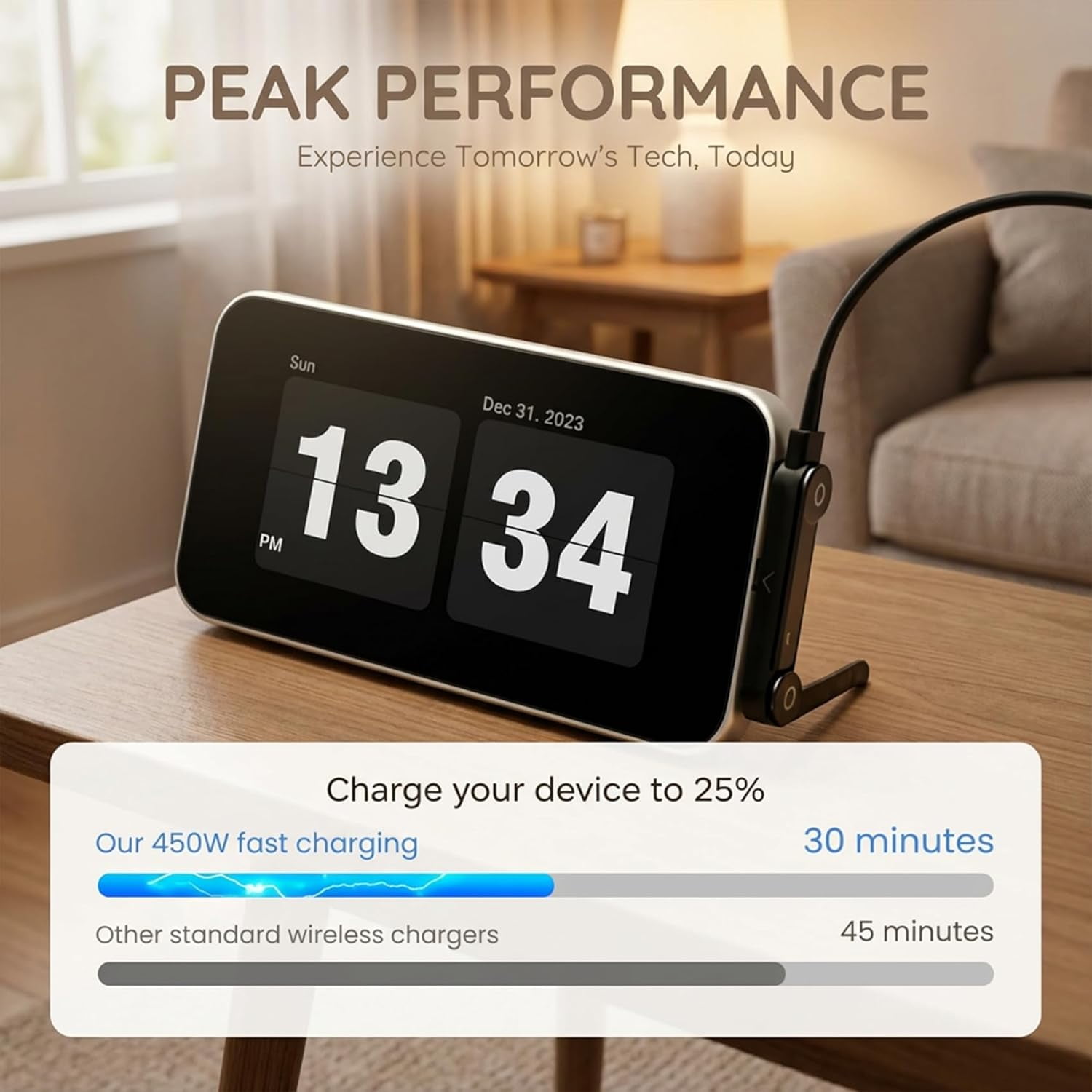 Sideways Phone Charger, 2-in-1 Invisible Stand Charging Cable with 240W Fast Charging, Built-in Phone Holder & Braided Cable for Smartphones Tablets