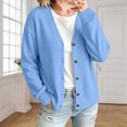 thumbnail image 3 of Stamzod Cardigans for Women V Neck Casual Long Sleeve Knit Waffle Button Up Cardigan Fall Fashion Plus Size Womens Clothing, 3 of 9