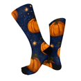 thumbnail image 6 of Voska Pumpkin Bat Patterns Stretch Mid-Calf Socks - Designed specifically for running, stylish and breathable for training. Dark Blue One Size, 6 of 6