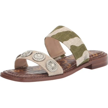 

Sam Edelman Hera Soft Fern/Natural Slip On Open Toe Embellished Slides Sandals (Soft Fern/Natural 7.5)