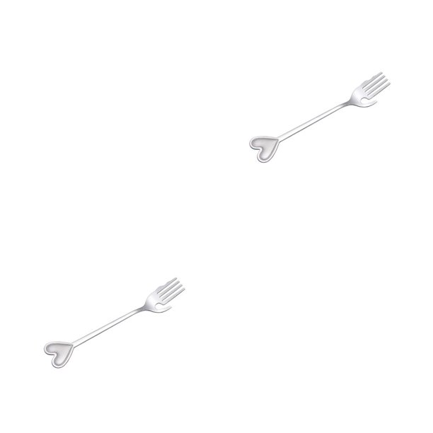 Moyic Cuchara de azúcar Tenedor de postre decorativo Cuchara para revolver Techo Tenedor de corazón Tenedor de corazón de techo 2Conjunto