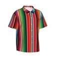 thumbnail image 2 of Daiia Mexican Serape Blanket Stripes Hawaiian Shirt for Men Gentle Cotton Regular Short Sleeve Casual-Small, 2 of 9