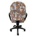 thumbnail image 3 of Vintage Office Chair Slipcover, Paisley Inspired Swirls Curls Floral Abstract Botanical Oriental, Protective Stretch Decorative Fabric Cover, Standard Size, Orange Pale Blue Cream, by Ambesonne, 3 of 5