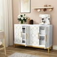 thumbnail image 3 of HLR 48" Modern Wood Credenzas & Sideboards with Gold Trim, Storage Cabinet with 4 Doors, White, 3 of 9