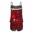 thumbnail image 4 of Tnhcen 2-Piece Valentine's Pjs Set Women's Sexy Lace Splicing Pajamas Set Print Sling Sleeveless Tank Shorts Luxurious Cozy Nightwear Homewear S-2XL, 4 of 5