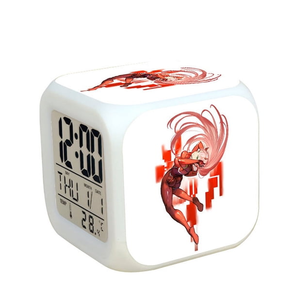 Wekity Anime Alarm Clock 7 Colors LED Square Clock Digital Alarm Clock ...