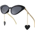 thumbnail image 1 of Gafas de sol de moda para mujer, estrechas, con forma de ojo de gato y cadena de metal, patillas H, 1 of 5
