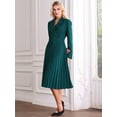thumbnail image 3 of DARING DIVA Wrap A-Line Pleated Midi Long Sleev Dress S Green Blue, 3 of 6