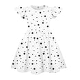 thumbnail image 2 of Abcomgle Summer Dress for Girls 10-12 Casual A-Line Flutter Sleeve Tshirt Dresses Polka Dot Beach Crew Neck Swing Skirt for 4-14t Kids,White, 2 of 4