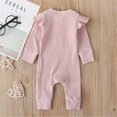 thumbnail image 4 of MesaSe Infant Kids Baby Girl Boy Solid Color Long Ruffle Sleeve O-Neck Ribbed Jumpsuit Navy Blue 9-12 Months, 4 of 8