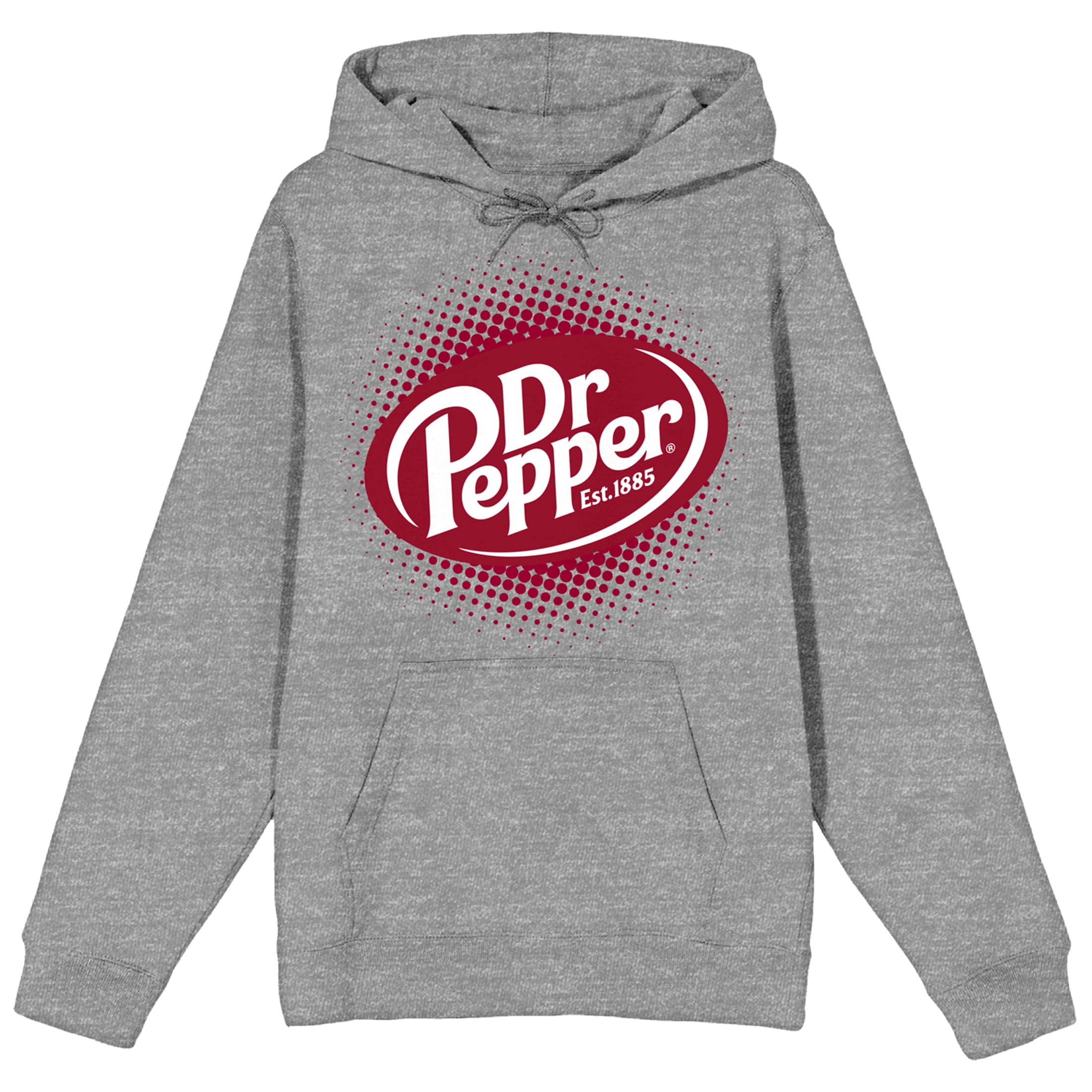 Dr Pepper Fizzy Logo Long Sleeve Gray Heather Adult Hooded Sweatshirt-Small