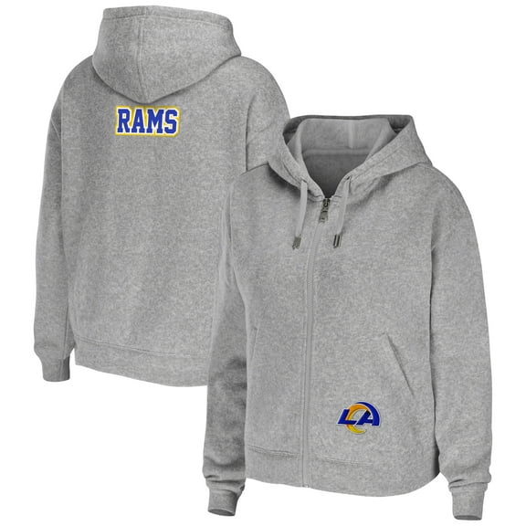 Women's WEAR by Erin Andrews Heathered Gray Los Angeles Rams Team Full-Zip Hoodie